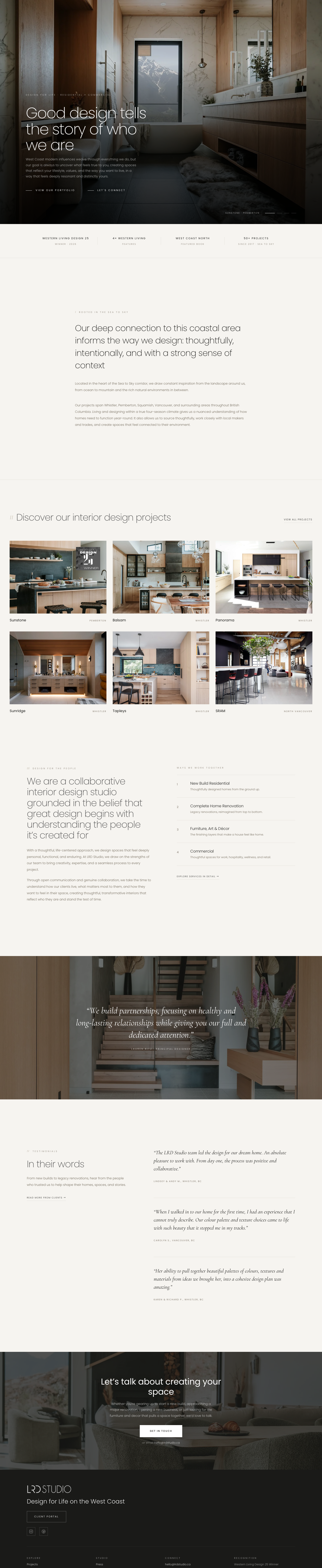 The LRD Studio website